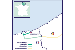 Carte du projet DHUNE - Dunkirk Hydrogen Universal Network