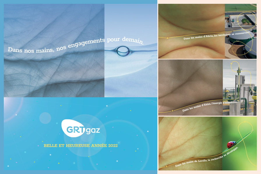 GRTgaz 2022 greetings card and 2021 communication campaign visuals and GRTgaz communication campaign key visuals 