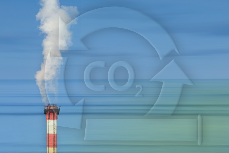 Logo CO2 et photo industrie (getty images)