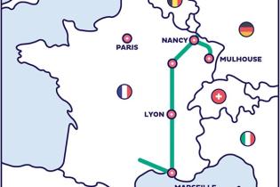 Carte HY-FEN - Corridor H2 entre l'Espagne, la france et l'Allemagne