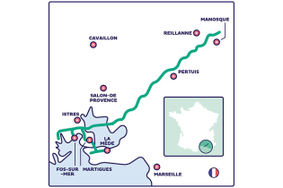 Carte HYnframed - Réseau H2 dans la région de Fos-sur-Mer connecté à un stockage   